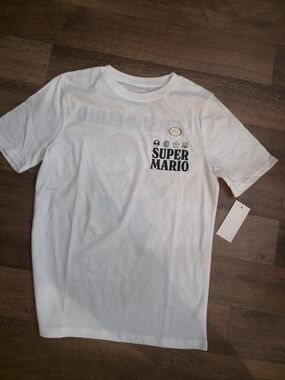 Hybrid Apparel White Super Mario Kids Short Sleeve Tee